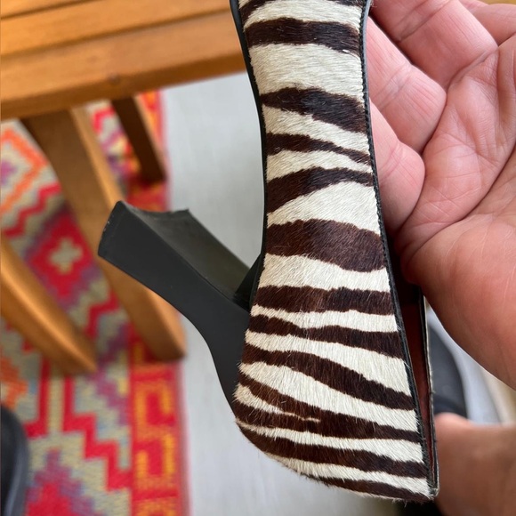 Nine West Zebra Pumps Square Toe block heel 90s - Picture 11 of 16